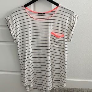 Papermoon- White w Black Stripe Pocket Knit Tee- Size M